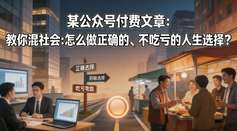 某公众号付费文章:教你混社会:怎么做正确的、不吃亏的人生选择?选优云网创选优云网创