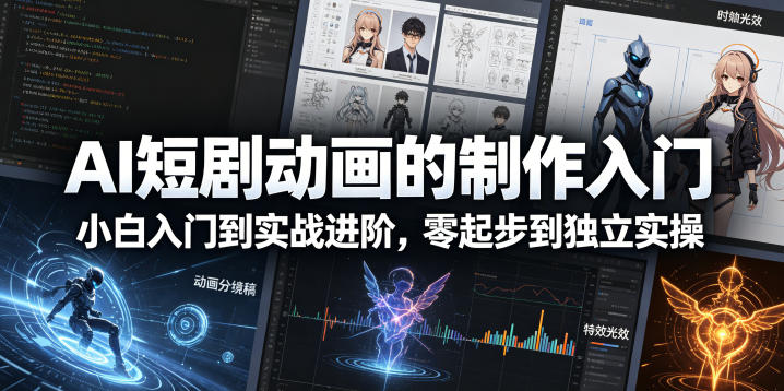 AI短剧动画的制作入门，小白入门到实战进阶，零起步到独立实操选优云网创选优云网创