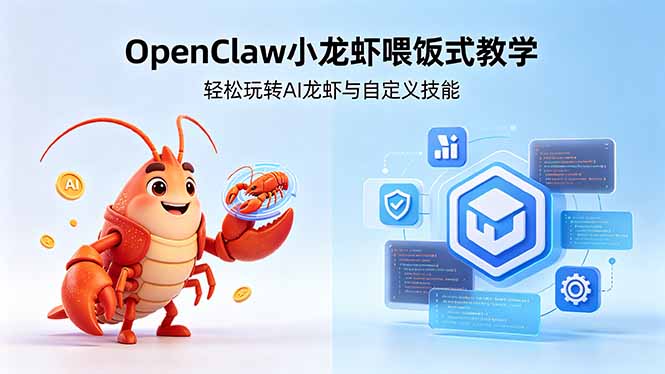 不用懂技术！OpenClaw小龙虾喂饭式教学，轻松玩转AI龙虾与自定义技能选优云网创选优云网创