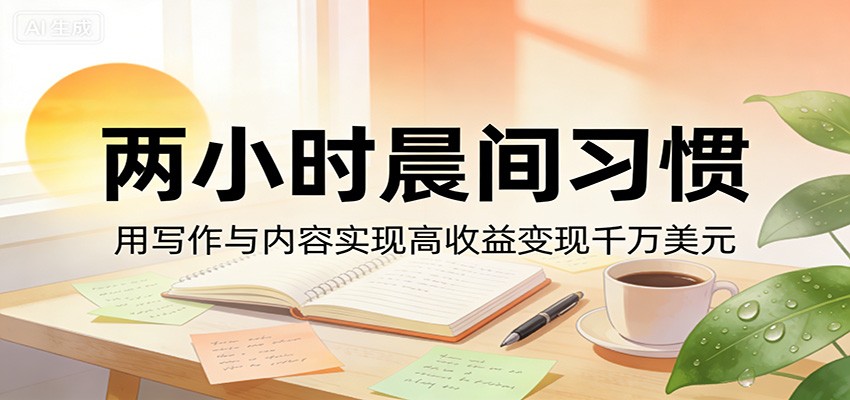 付费文章：两小时晨间习惯，用写作与内容实现高收益变现千万美元选优云网创选优云网创