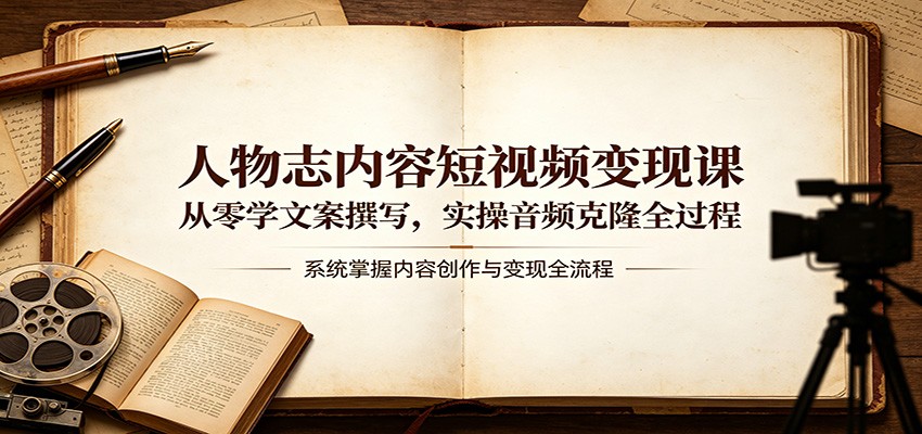 人物志内容短视频变现课:从零学文案撰写,实操音频克隆全过程选优云网创选优云网创