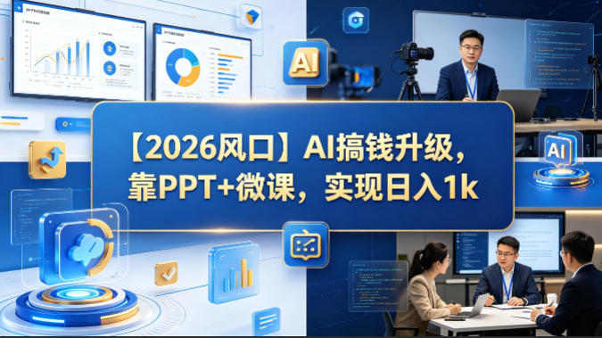 【2026风口】AI搞钱升级，靠PPT+微课，实现日入1k选优云网创选优云网创