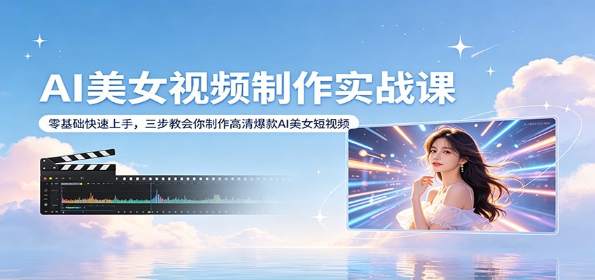 AI美女视频制作实战课:零基础快速上手,三步教会你制作高清爆款AI美女短视频选优云网创选优云网创