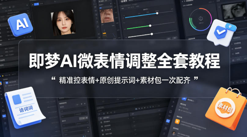 即梦AI微表情调整全套教程,精准控表情+原创提示词+素材包一次配齐选优云网创选优云网创