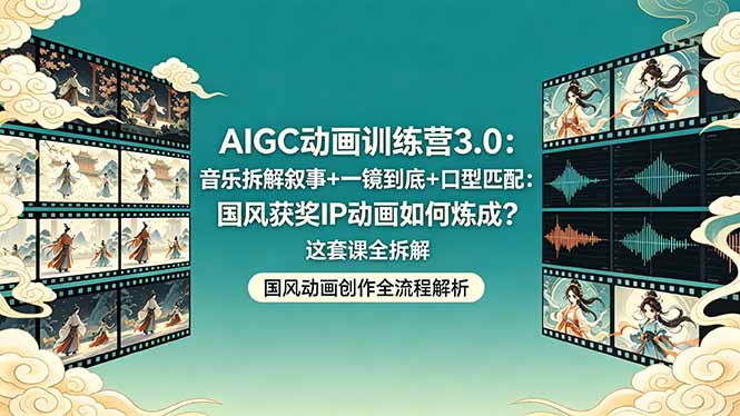 AIGC动画训练营3.0:音乐拆解叙事+一镜到底+口型匹配:国风获奖IP动画如何炼成?这套课全拆解选优云网创选优云网创