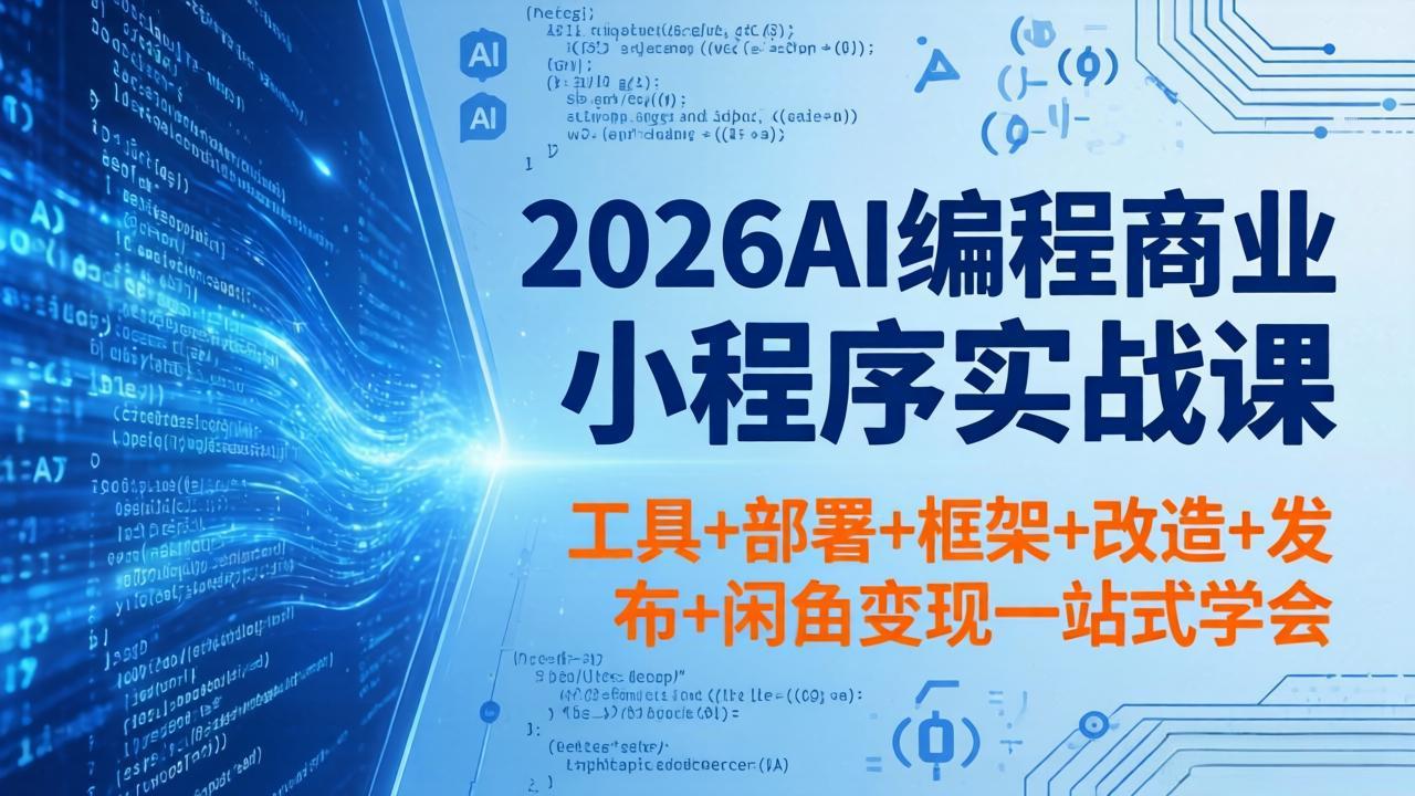 2026AI编程商业小程序实战课，工具+部署+框架+改造+发布+闲鱼变现一站式学会选优云网创选优云网创