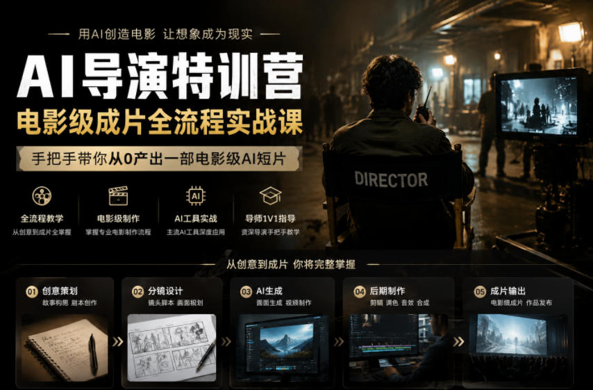 AI导演特训营,电影级成片全流程实战课,手把手带你从0产出一部电影级AI短片选优云网创选优云网创