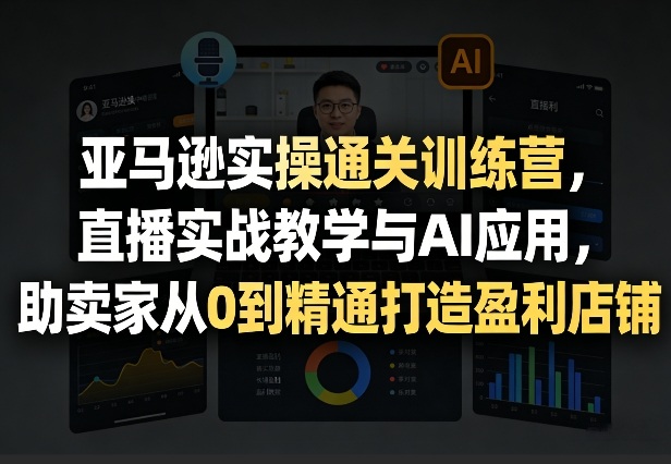 亚马逊实操通关训练营，直播实战教学与AI应用，助卖家从0到精通打造盈利店铺(更新4月17日)选优云网创选优云网创