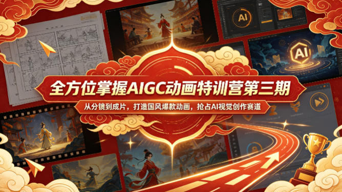 全方位掌握AIGC动画特训营第三期,从分镜到成片,打造国风爆款动画,抢占AI视觉创作赛道红利选优云网创选优云网创