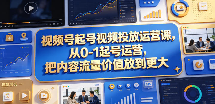 视频号起号视频投放运营课，从0-1起号运营，把内容流量价值放到更大选优云网创选优云网创