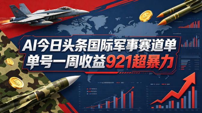 AI今日头条国际军事赛道,单号一周收益921,超暴力选优云网创选优云网创