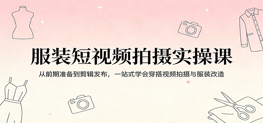 服装短视频拍摄实操课:从前期准备到剪辑发布,一站式学会穿搭视频拍摄与服装改造选优云网创选优云网创