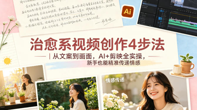 治愈系视频创作4步法|从文案到画面,AI+剪映全实操,新手也能精准传递情感选优云网创选优云网创