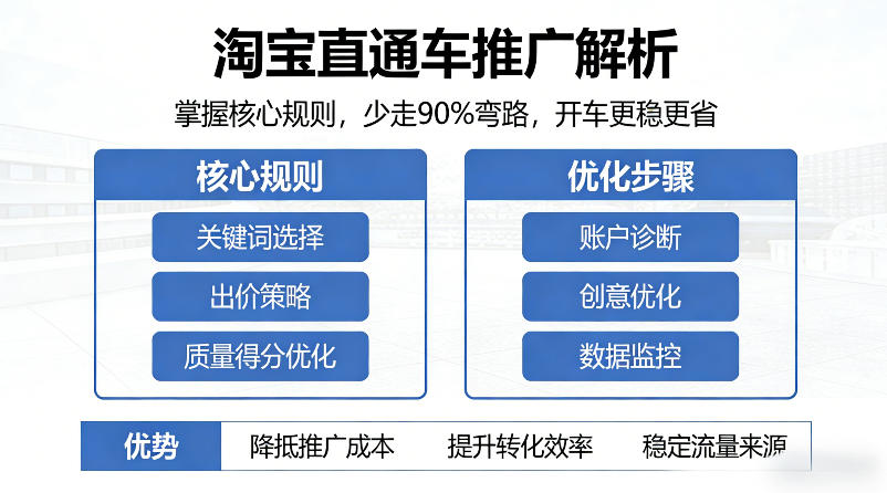 淘宝直通车推广解析，掌握核心规则，少走90%弯路，开车更稳更省选优云网创选优云网创