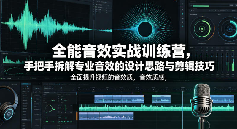 全能音效实战训练营,手把手拆解专业音效的设计思路与剪辑技巧,全面提升视频的音效质感选优云网创选优云网创