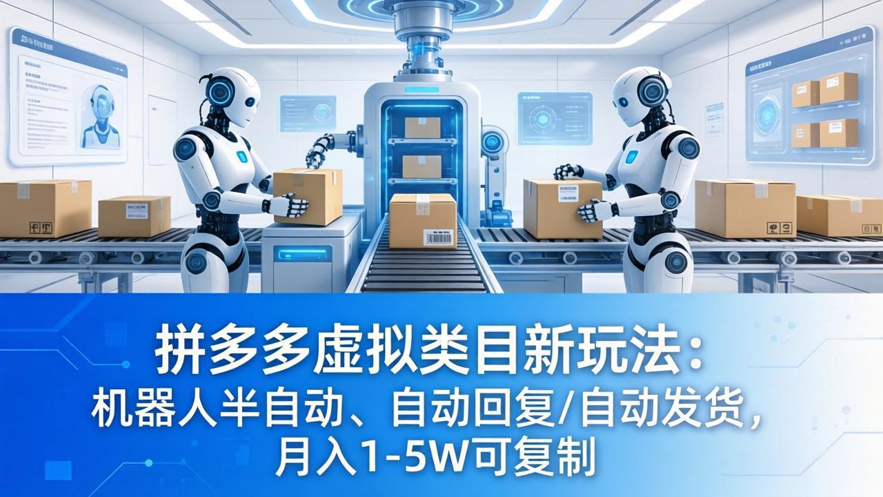 拼多多虚拟类目新玩法:机器人半自动、自动回复 /自动发货,月入 1-5W 可复制选优云网创选优云网创