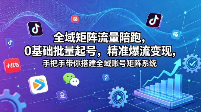 全域矩阵流量陪跑,0基础批量起号,精准爆流变现,手把手带你搭建全域账号矩阵系统选优云网创选优云网创