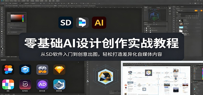 零基础AI设计创作实战教程：从SD软件入门到创意出图，轻松打造差异化自媒体内容选优云网创选优云网创