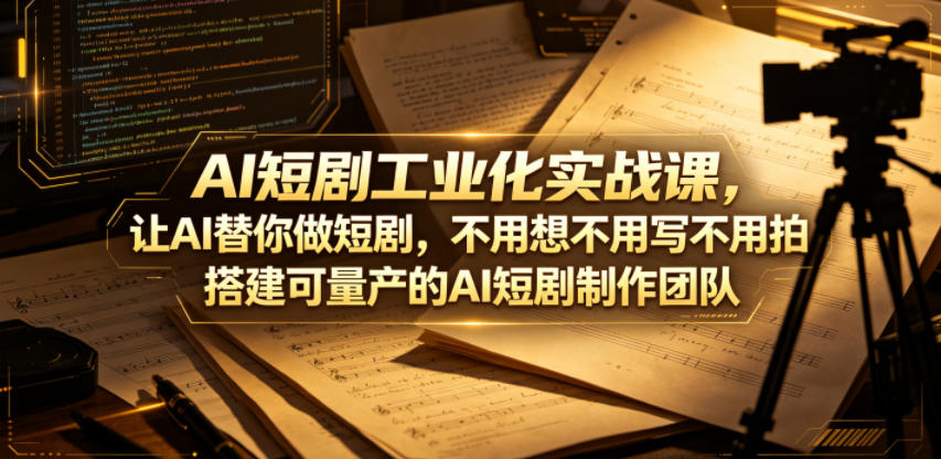 AI短剧工业化实战课,让AI替你做短剧,不用想不用写不用拍,搭建可量产的AI短剧制作团队选优云网创选优云网创
