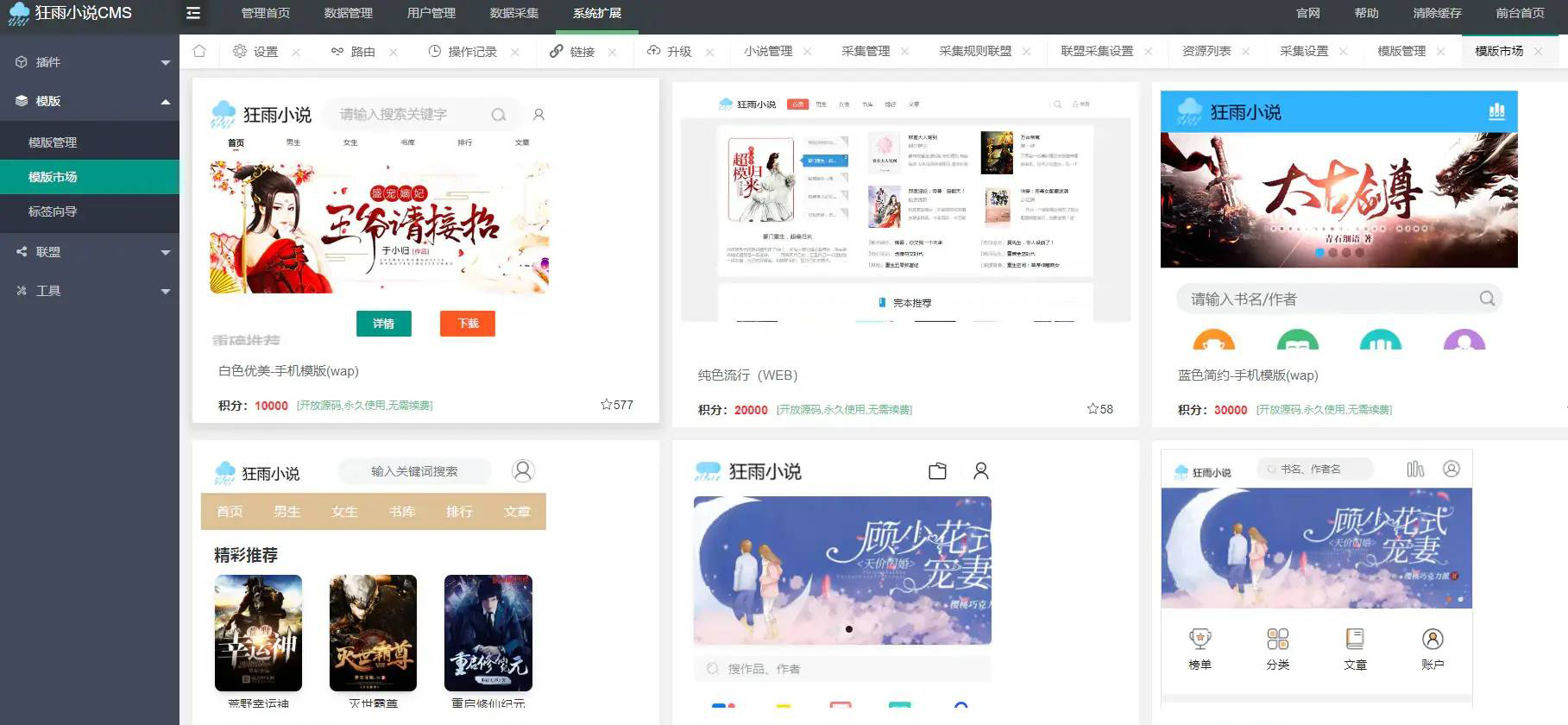 狂雨小说网站开源源码 带联盟采集选优云网创选优云网创