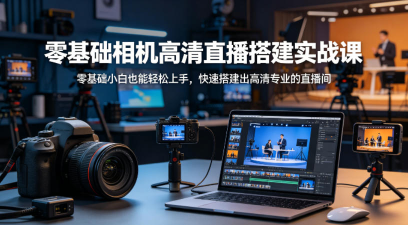 零基础相机高清直播间搭建实战课,小白也能轻松上手,快速搭建出高清专业的直播间选优云网创选优云网创