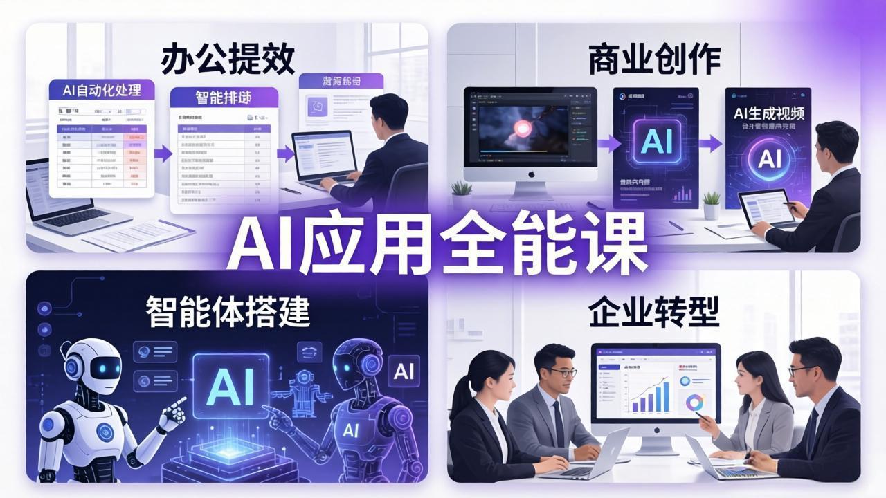 AIGC 应用全能课:办公提效、商业创作、智能体搭建、企业转型,一站式学会AI应用选优云网创选优云网创
