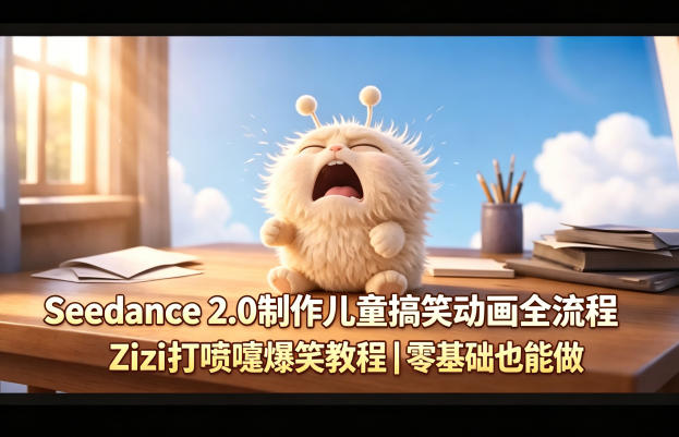 Seedance 2.0制作儿童搞笑动画全流程Zizi打喷嚏爆笑教程|零基础也能做选优云网创选优云网创