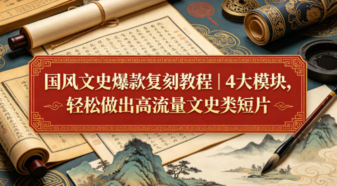 国风文史爆款复刻教程|4大模块,轻松做出高流量文史类短片选优云网创选优云网创
