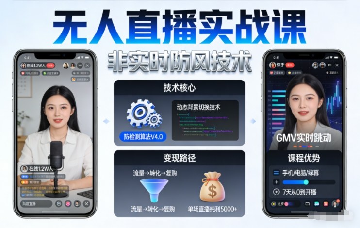 宝子哥无人直播实战课，非实时防风技术，聚焦抖音快手等平台直播带货，轻松开启直播变现之路(更新2026年5月02日)选优云网创选优云网创