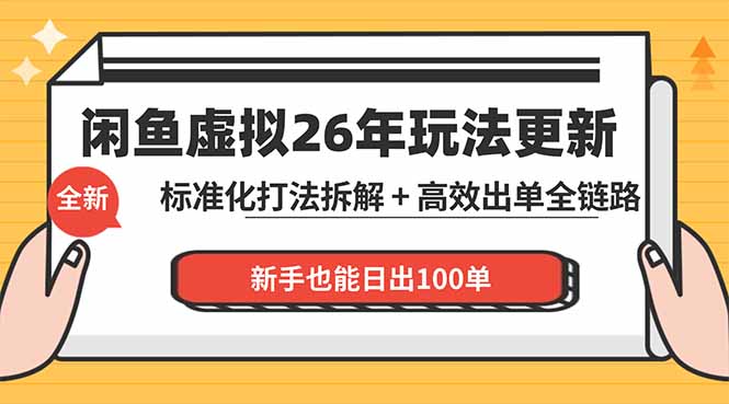 闲鱼虚拟从0到1系统化运营课程:标准化打法拆解 + 高效出单全链路教学,新手也能日出100单选优云网创选优云网创