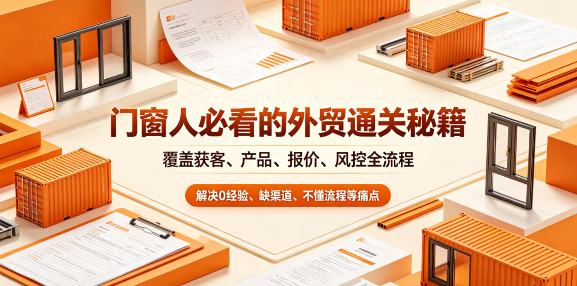 门窗人必看的外贸通关秘籍，块覆盖获客、产品、报价、风控全流程，解决0经验、缺渠道、不懂流程等痛点选优云网创选优云网创