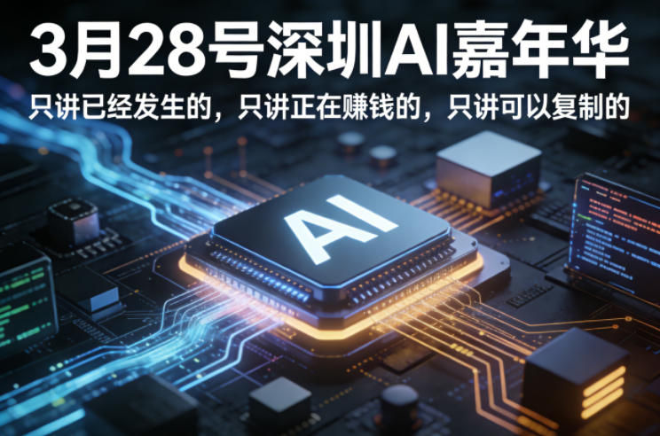 3月28号深圳AI嘉年华，只讲已经发生的，只讲正在賺钱的，只讲可以复制的选优云网创选优云网创