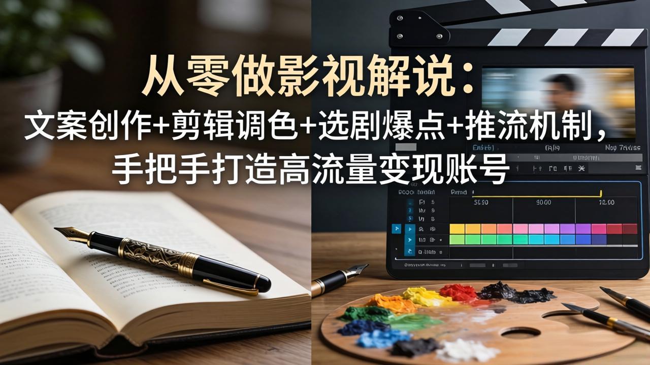 从零做影视解说:文案创作+剪辑调色+选剧爆点+推流机制,手把手打造高流量变现账号选优云网创选优云网创
