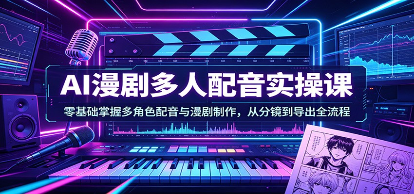AI漫剧多人配音实操课:零基础掌握多角色配音与漫剧制作,从分镜到导出全流程选优云网创选优云网创
