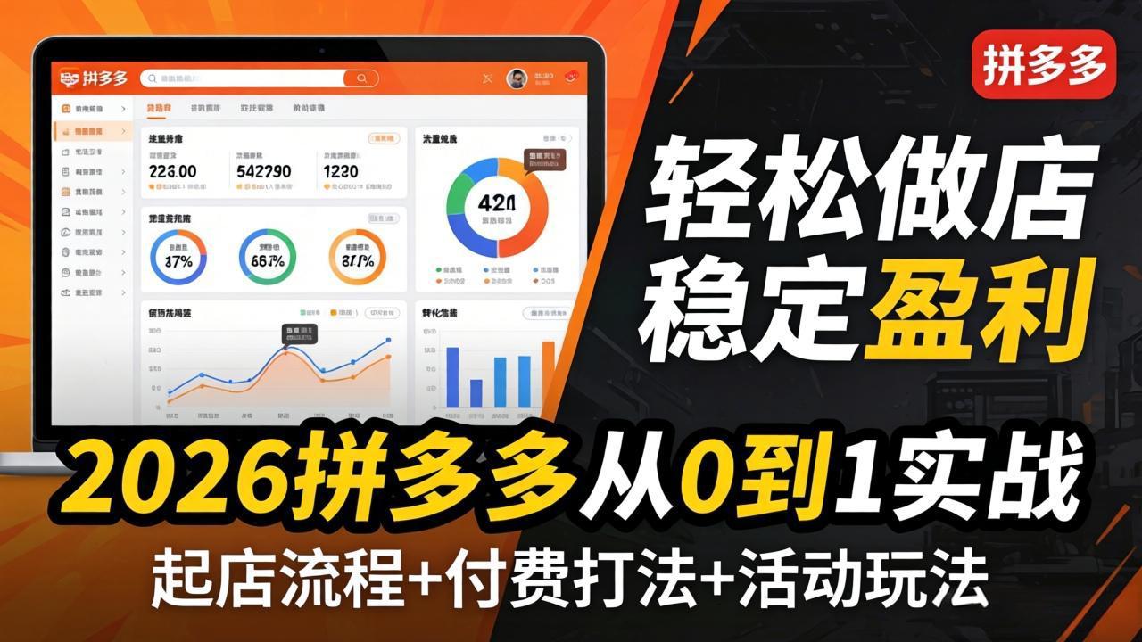 2026拼多多从0到1实战-4月更新：最新起店流程+付费打法+活动玩法，轻松做店稳定盈利选优云网创选优云网创