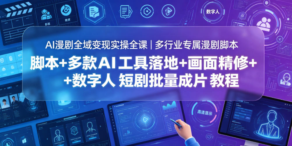AI漫剧全域变现实操全课｜多行业专属漫剧脚本+多款AI工具落地+画面精修+数字人短剧批量成片全教程选优云网创选优云网创