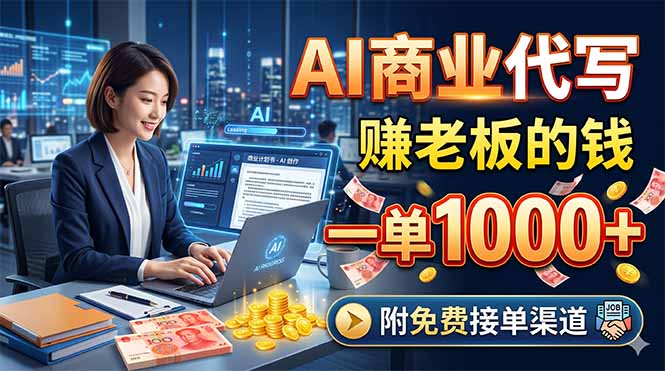AI商业代写，赚老板的钱，一单1000+，附免费接单渠道选优云网创选优云网创