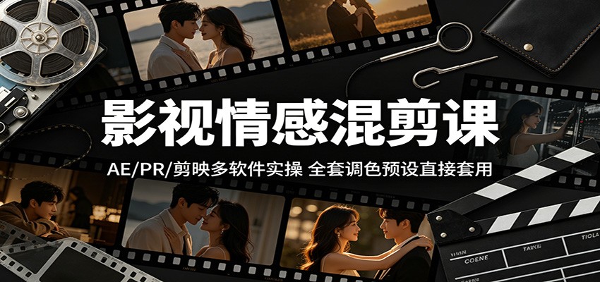 影视情感混剪课:AE/PR/剪映多软件实操,全套调色预设直接套用选优云网创选优云网创