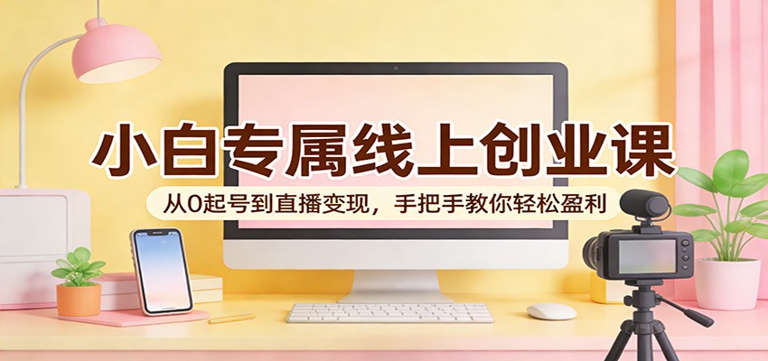 小白专属线上创业课:从0起号到直播变现,手把手教你轻松盈利选优云网创选优云网创