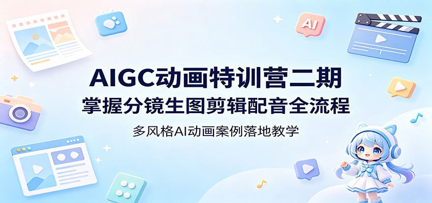 AIGC动画特训营二期:掌握分镜生图剪辑配音全流程,多风格AI动画案例落地教学选优云网创选优云网创