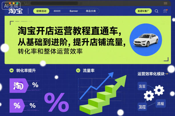 淘宝开店运营教程直通车，从基础到进阶，提升店铺流量，转化率和整体运营效率(更新26年05月27日)选优云网创选优云网创