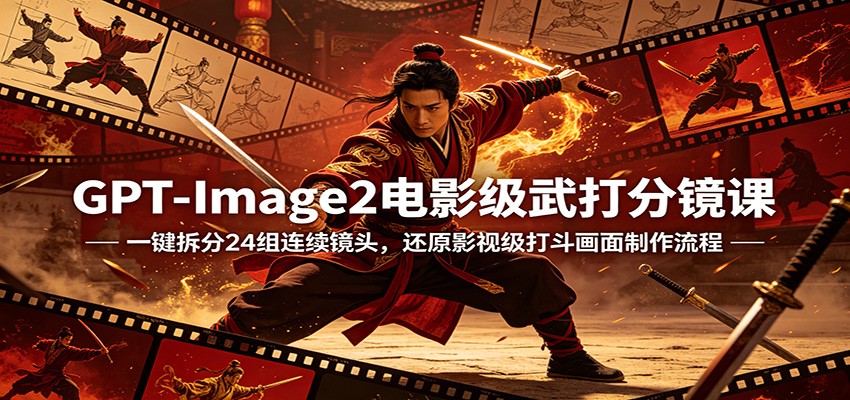 GPT-Image2电影级武打分镜课:一键拆分24组连续镜头,还原影视级打斗画面制作流程选优云网创选优云网创