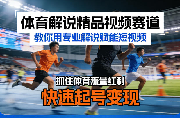 体育解说精品视频赛道，教你用专业解说赋能短视频，抓住体育流量红利，快速起号变现选优云网创选优云网创
