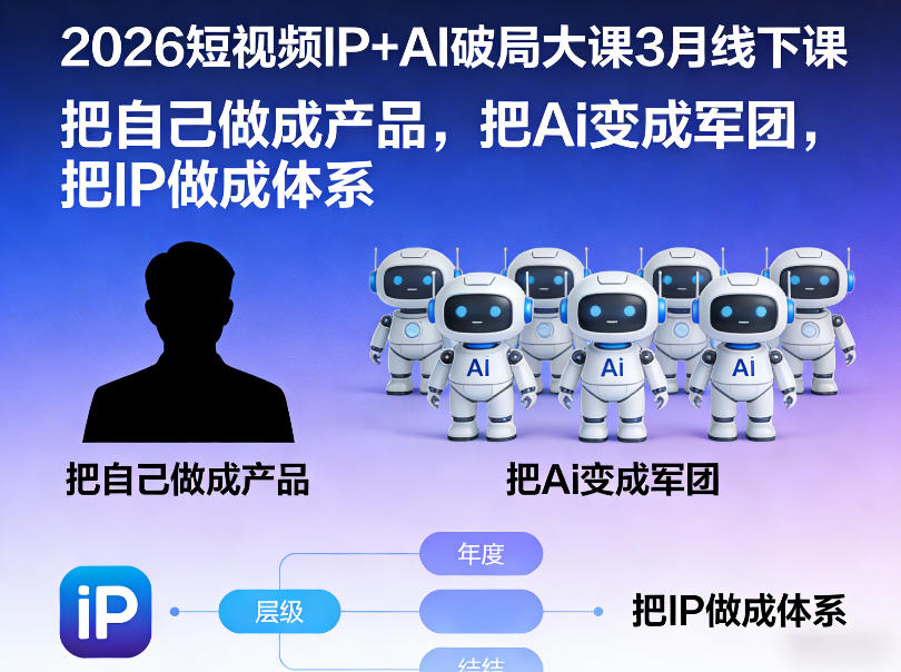 2026短视频IP+AI破局大课3月线下课,把自己做成产品,把Ai变成军团,把IP做成体系选优云网创选优云网创