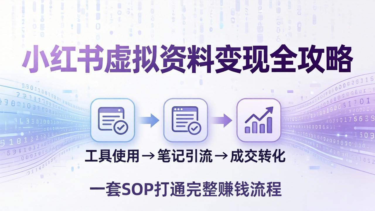 小红书虚拟资料变现全攻略:从工具使用到笔记引流成交,一套 SOP 打通完整赚钱流程选优云网创选优云网创
