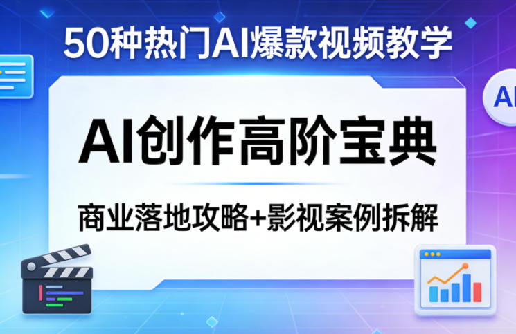 50种热门AI爆款视频教学，AI创作高阶宝典，商业落地攻略+影视案例拆解选优云网创选优云网创