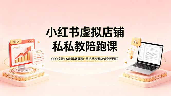 小红书虚拟店铺私教陪跑课，SEO流量+AI创作双驱动，手把手跑通店铺变现闭环选优云网创选优云网创
