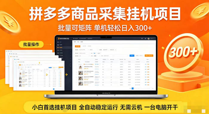 拼多多商品信息全自动采集项目,批量可矩阵,单机轻松日入300+,无需云机一台电脑开干【揭秘】选优云网创选优云网创