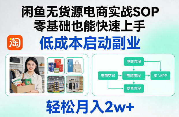 闲鱼无货源电商实战SOP,零基础也能快速上手,低成本启动副业,轻松月入2w+选优云网创选优云网创