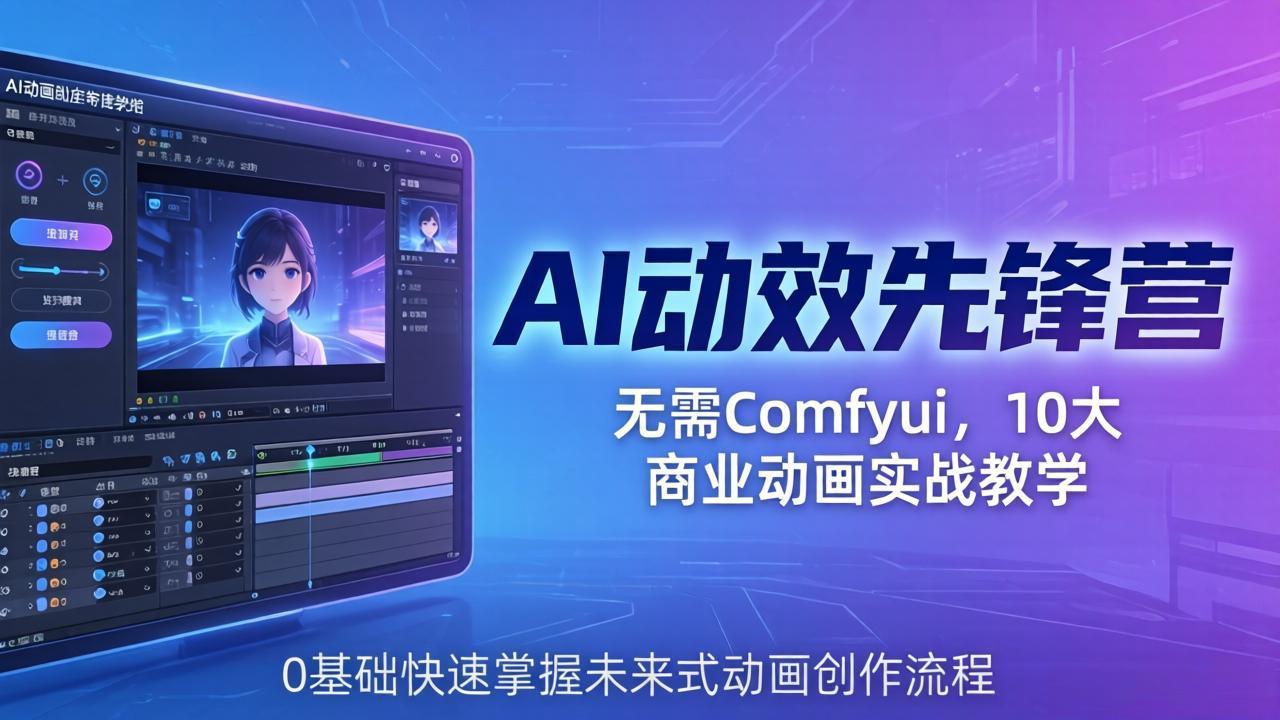 AI 动效先锋营:无需Comfyui,10大商业动画实战教学,0基础快速掌握未来式动画创作流程选优云网创选优云网创